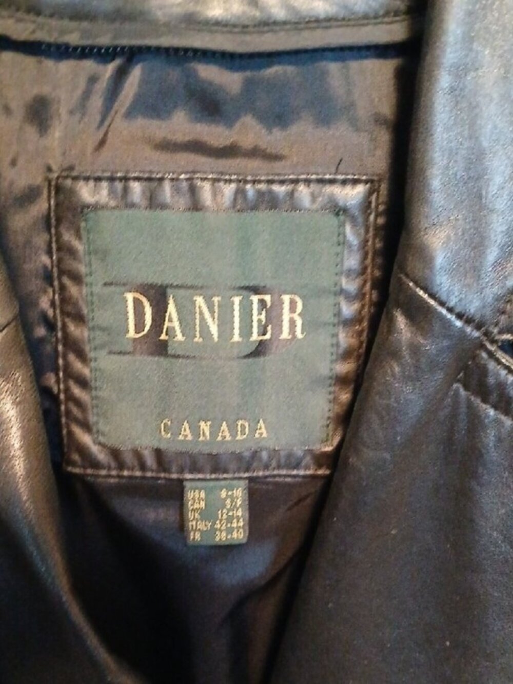 Danier Black Leather Double Breasted Trench Coat With Satin Liner And Belt